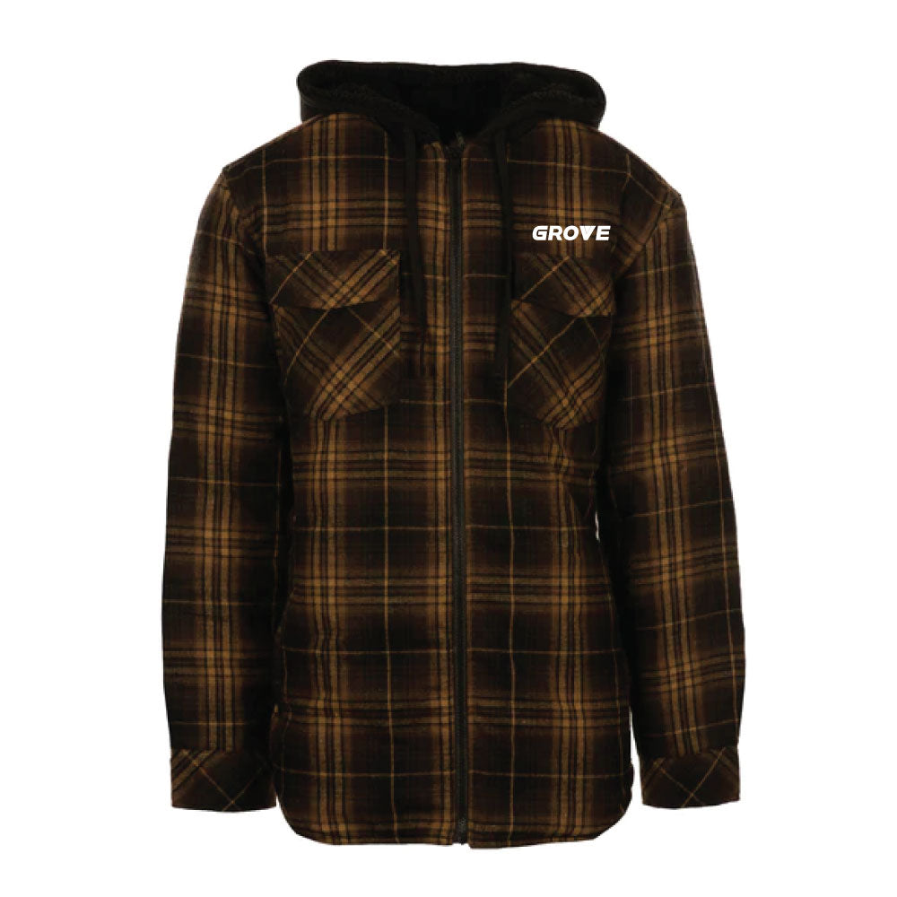 Men's Quilted Flannel Hooded Jacket-Grove