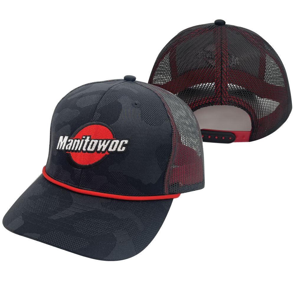 Manitowoc Reactive Camo Mesh Cap with Rope and Red Tradional Logo