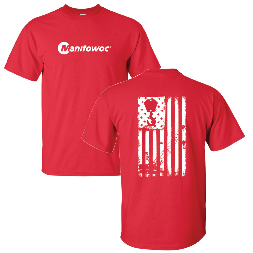 Manitowoc Red T-Shirt with Flag