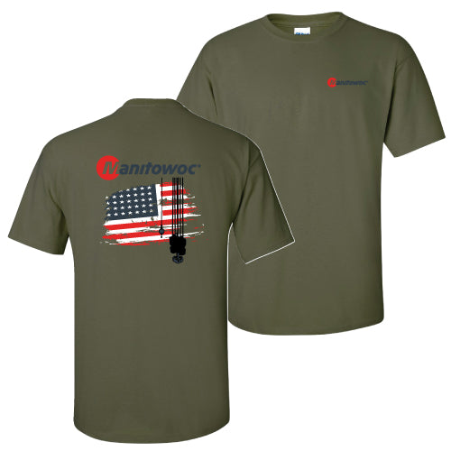 Manitowoc USA Flag with Hook T-Shirt